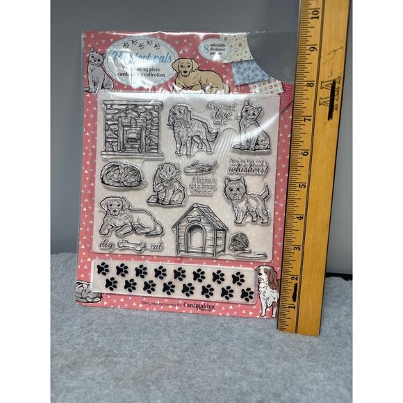 Pawfect Pals Cardmaking Collection with 11 Designer Stamps & Paw Embossing Borde - Picture 4 of 6